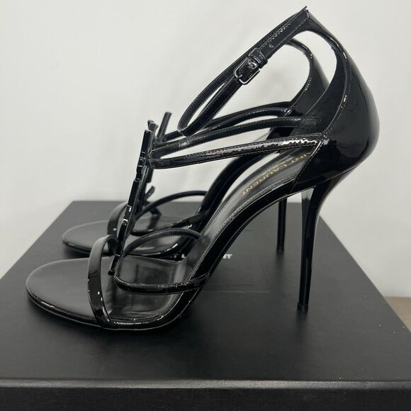 Saint Laurent Cassandra YSL Logo Sandals Black Size 42 Used - Picture 3 of 14